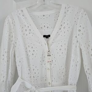Talbots White Eyelet Long Sleeve Dress